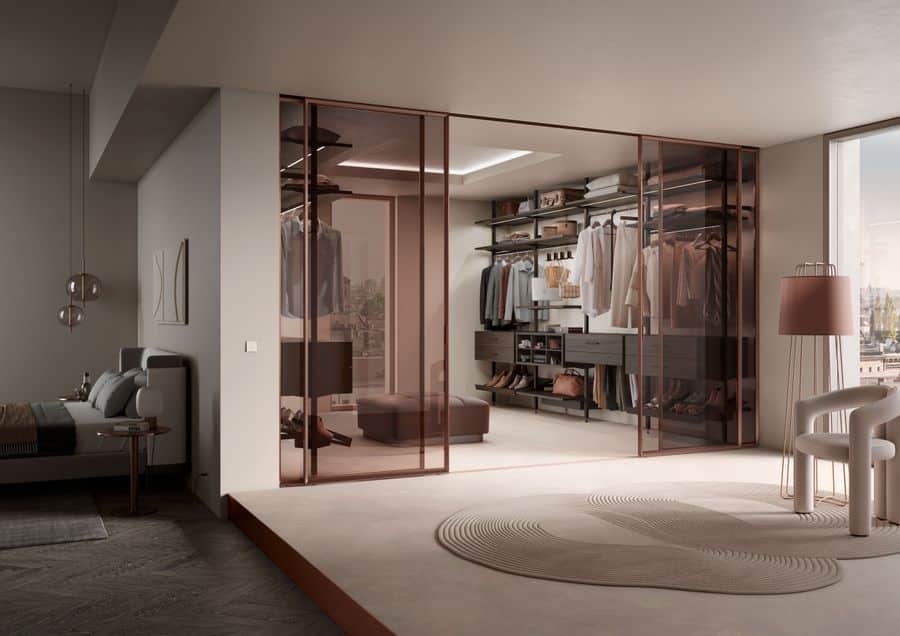 vestidor moderno puertas vidrio 2 Vestidor moderno con puertas de vidrio